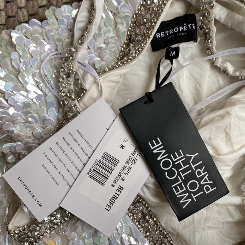 Retrofete Iridescent Sequin Mini Dress In White — image 6 of 8